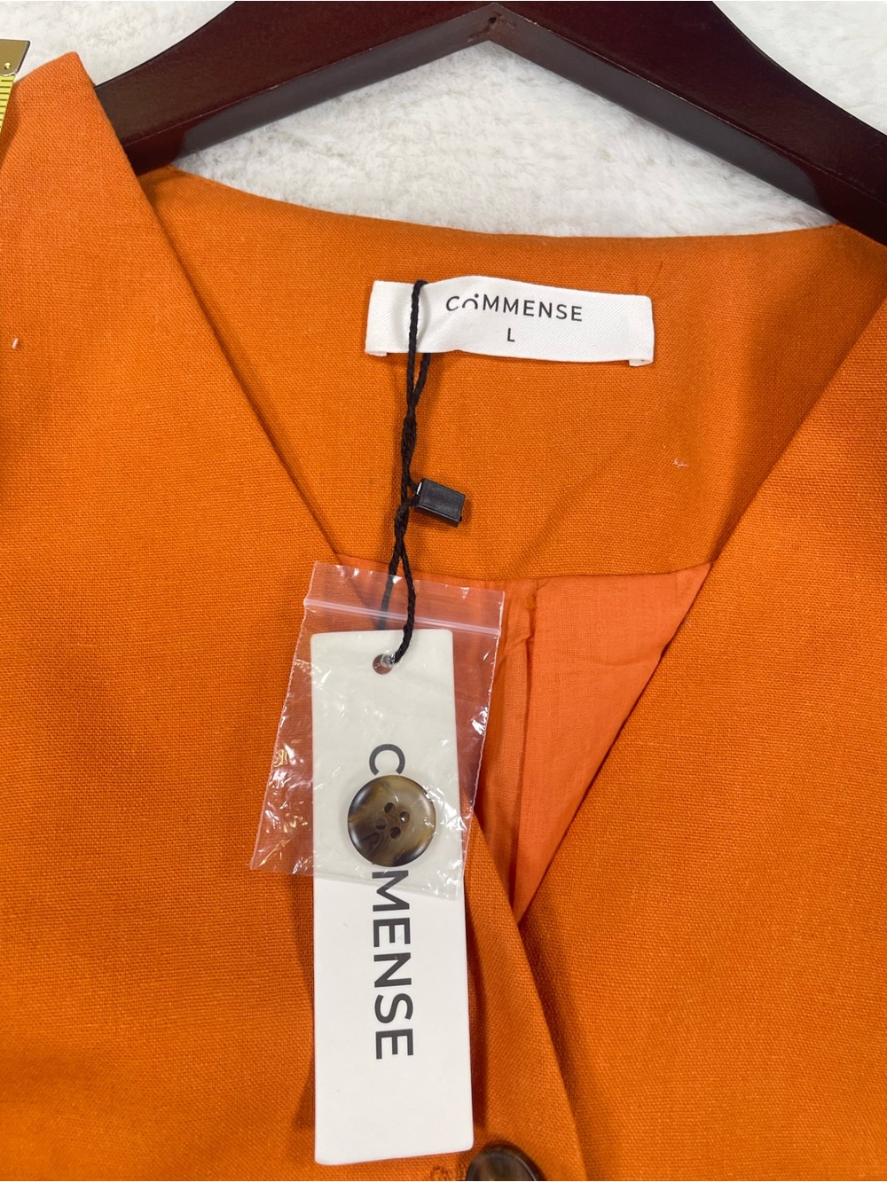 Commense Terracotta Wide-Leg Linen Vest & Trousers Set Size Large - Picture 6 of 12